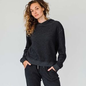 linksoul hooded pullover dark gray hoodie sweatshirt long sleeve women’s small